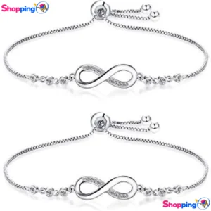 Bracelets d'amitié infinis avec zircones cubiques blanches, Offrez un cadeau étincelant et symbolique à vos proches - Shopping'O - photo 1