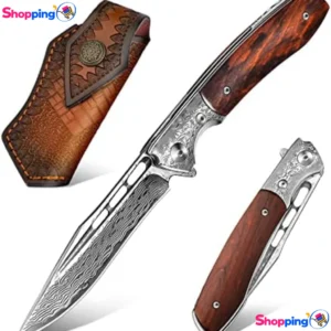 Couteau de poche en acier Damas, Découvrez la qualité et la durabilité exceptionnelles - Shopping'O - photo 1