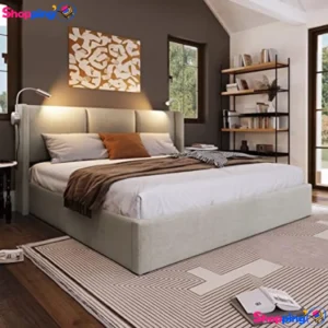 Lit avec tête de lit et espace de rangement, Un lit confortable et pratique pour un sommeil de qualité - Shopping'O - photo 1