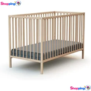 Lit bébé à barreaux en bois massif 60x120 cm, Un lit confortable et respectueux de l'environnement pour bébé - Shopping'O - photo 1