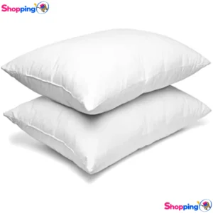 Lot de 2 oreillers à rayures blanches 50x75 cm, Offrez-vous un sommeil de qualité avec nos oreillers extra fermes - Shopping'O - photo 1