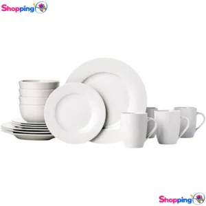 Service de table en porcelaine AmazonBasics, Simplifiez votre quotidien avec ce service de table élégant et durable - Shopping'O - photo 1