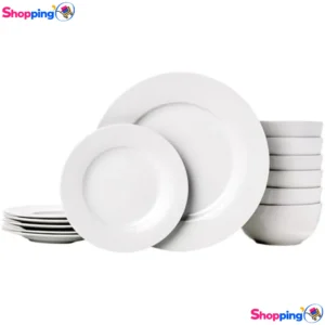 Service de vaisselle en porcelaine Amazon Basics, Simplifiez-vous la vie avec ce service de vaisselle élégant et durable - Shopping'O - photo 1