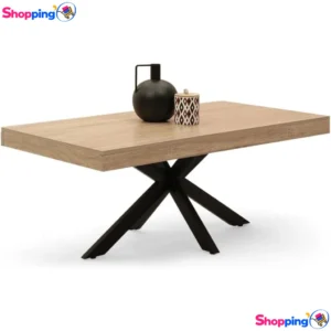 Table basse ALIX 110 cm bois et métal noir, Ajoutez une touche industrielle à votre salon ! - Shopping'O - photo 1
