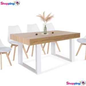 Table de salle à manger contemporaine PHOENIX 160 cm bois blanc, Apportez une touche chic et design à votre intérieur ! - Shopping'O - photo 1